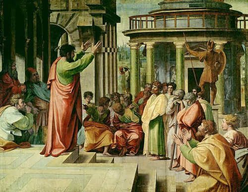 Πίνακας του Ραφαήλ ή Ραφαέλο Σάντσιο,  ο Απόστολος Παύλος κηρύττει στην Αθήνα (1515)